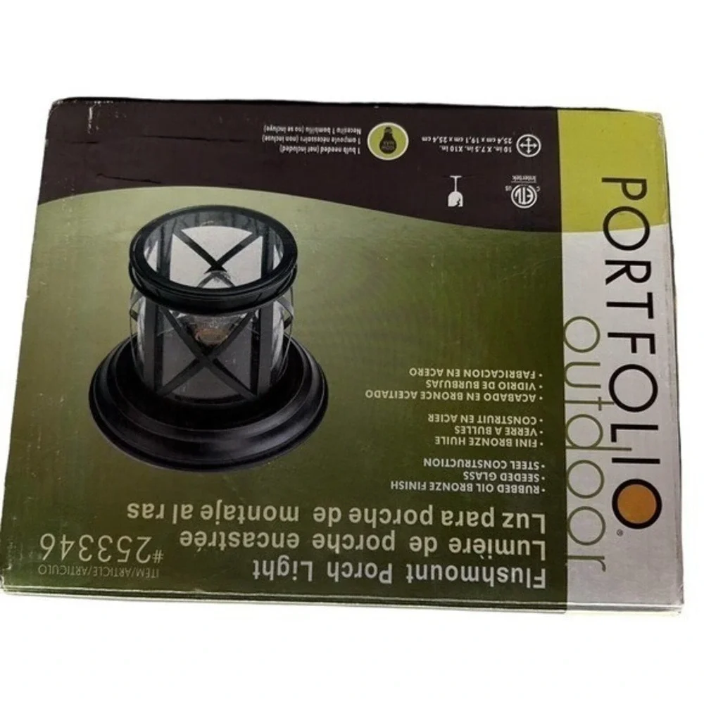Portfolio Outdoor Flush mount Porch Light #253346 Rubbed‎ Oil Bronze Finish
